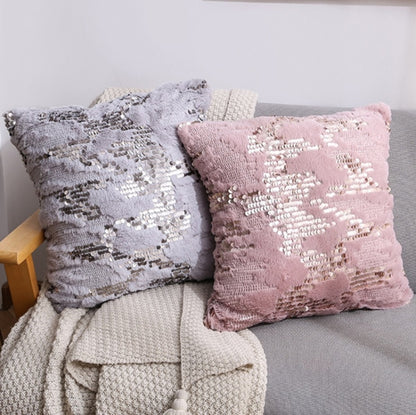 Double-sided Sequin Plush Pillowcase + Pillow Home Living Room Sofa Cushion, Specification: 40x40cm(39 Lightning Sequins White) - Home & Garden by buy2fix | Online Shopping UK | buy2fix