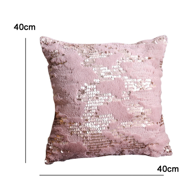 Double-sided Sequin Plush Pillowcase + Pillow Home Living Room Sofa Cushion, Specification: 40x40cm(39 Lightning Sequins Pink) - Home & Garden by buy2fix | Online Shopping UK | buy2fix