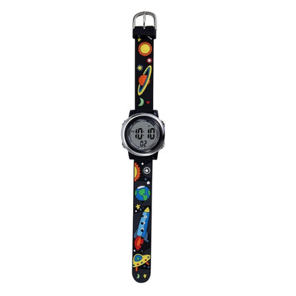 JNEW A380-86294 Children Waterproof Time Cognitive Cartoon Universe Colorful Backlight LED Electronic Watch( Black) - Cartoon Watches by JNEW | Online Shopping UK | buy2fix