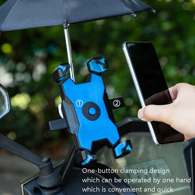 CYCLINGBOX Bicycle Mobile Phone Bracket With Parasol Rider Mobile Phone Frame, Style: Rearview Mirror Installation (Black) - Holders by CYCLINGBOX | Online Shopping UK | buy2fix