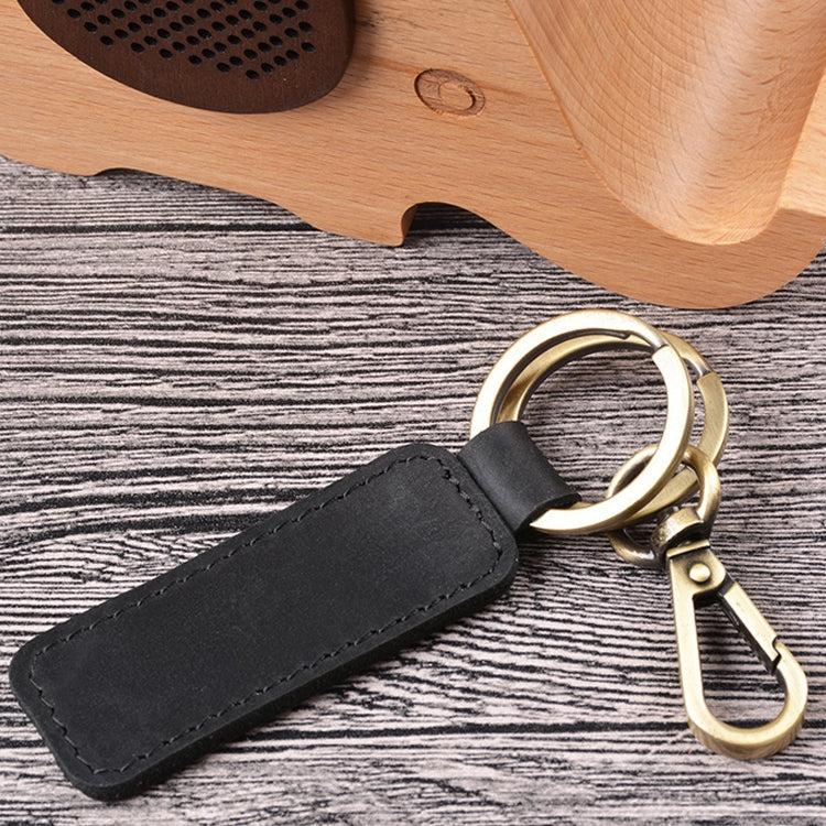 2 PCS Handmade Crazy Horse Leather Retro Keychain Car Couple Keychain, Specification: Double Ring(Coffee) - In Car by buy2fix | Online Shopping UK | buy2fix