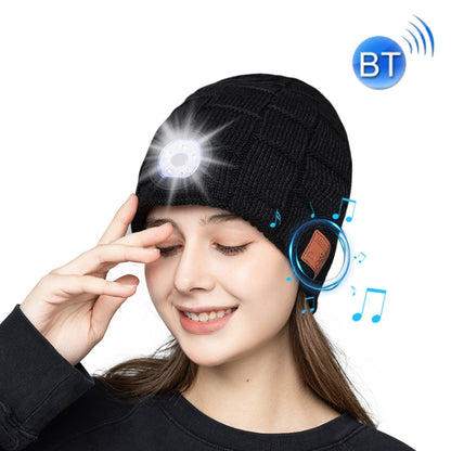 RG5-BL Bluetooth LED Lighting Music Knit Hat Plus Velvet Night Running Lamp Hat(Black) - Smart Wear by buy2fix | Online Shopping UK | buy2fix