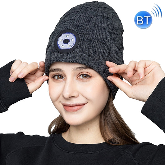 RG5-BL Bluetooth LED Lighting Music Knit Hat Plus Velvet Night Running Lamp Hat(Dark Gray) - Smart Wear by buy2fix | Online Shopping UK | buy2fix