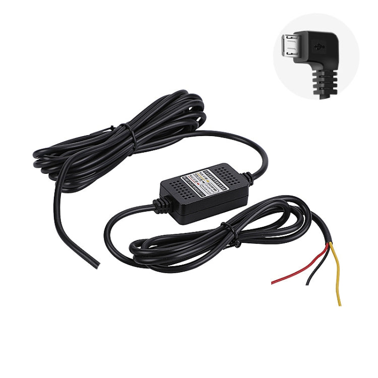 H516 Recording Step-down Line Shrinkage Video Car Charger Line Parking Monitoring Three-Core Power Cord, Model: Without Fuse(Micro Left Elbow) - In Car by buy2fix | Online Shopping UK | buy2fix