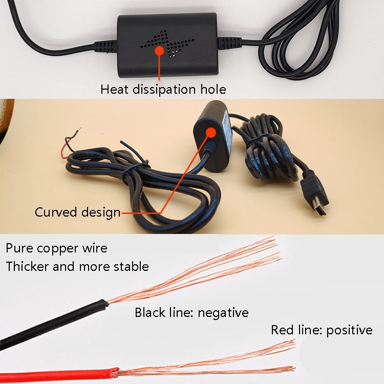 2 PCS Car OBD Low-Voltage Protection Parking Monitor Power Cord 12V Turn 5V 2.5A Step-down Line, Specification: Micro Left  Elbow - In Car by buy2fix | Online Shopping UK | buy2fix