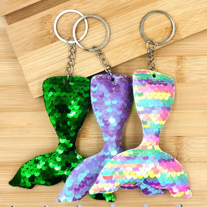 10 PCS Reflective Mermaid Keychain Sequins Mermaid Tail Accessories Car Luggage Pendant(Red 17) - In Car by buy2fix | Online Shopping UK | buy2fix