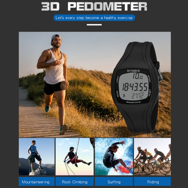 SYNOKE 9105 Multifunctional Sports Time Record Waterproof Pedometer Electronic Watch(Black) - LED Digital Watches by SYNOKE | Online Shopping UK | buy2fix