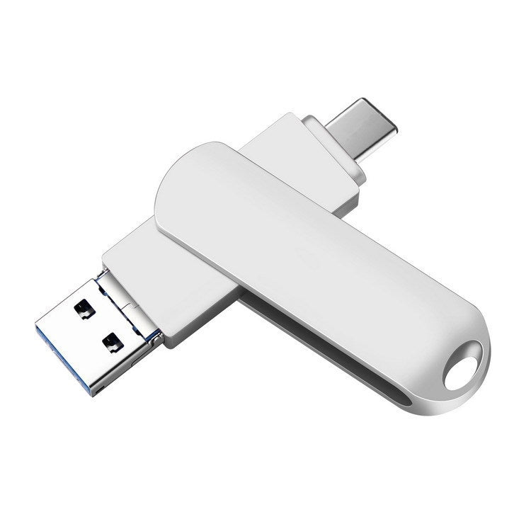 16GB USB 3.0 + 8 Pin + USB-C / Type-C 3 in 1 Phone Computer Rotatable Metal U-Disk - USB Flash Drives by buy2fix | Online Shopping UK | buy2fix