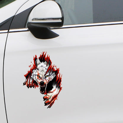 4 PCS 3D Realistic Wolf Head Hood Door Car Body Decoration Stickers Scratches Cover Waterproof Car Stickers(Wolf Head Left) - In Car by buy2fix | Online Shopping UK | buy2fix