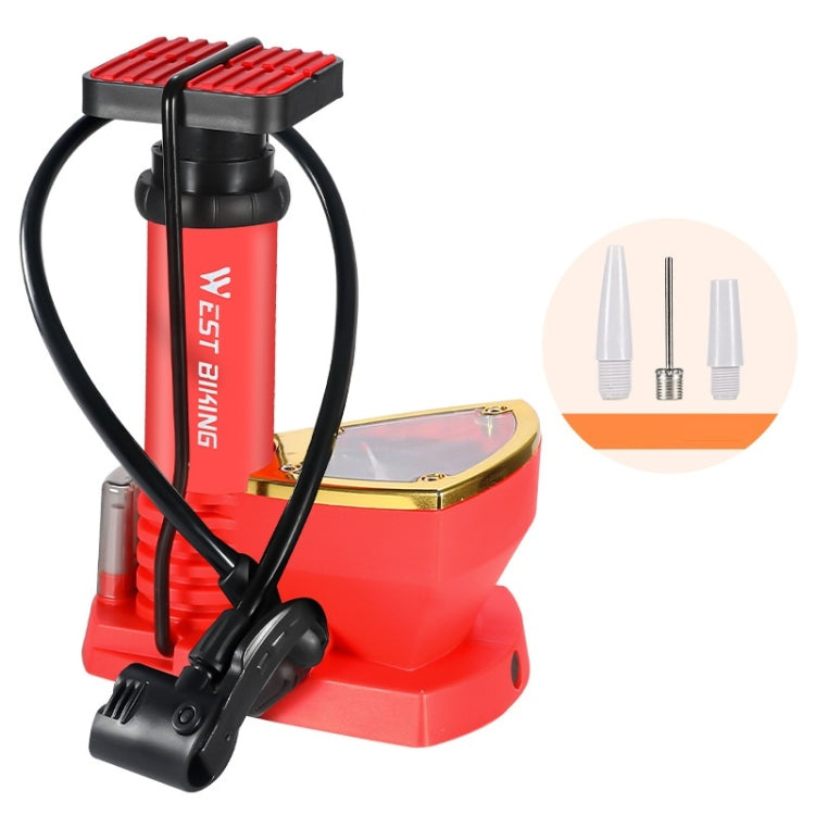 WEST BIKING Portable Mountain Bike Foot Pump With Barometer(118 Red) - Bicycle Locks & Bicycle Pumps by WEST BIKING | Online Shopping UK | buy2fix