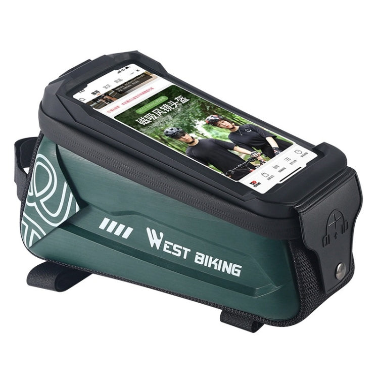 WEST BIKING 2.5L Bicycle Front Beam Mobile Phone Touch Screen Hard Shell Bag(Dark Green) - Bicycle Bags by WEST BIKING | Online Shopping UK | buy2fix