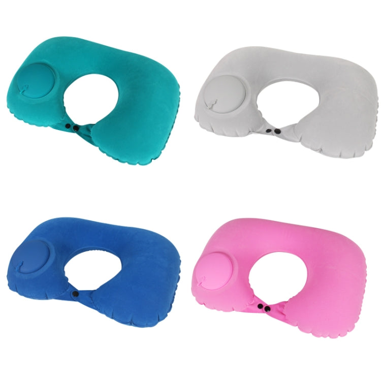 Travel Inflatable Press U-Shaped Neck Guard Pillow, Colour: Flocked U009-01（Peacock Green) - Home & Garden by buy2fix | Online Shopping UK | buy2fix