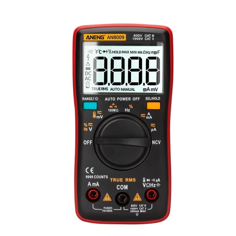 ANENG AN8009 NVC Digital Display Multimeter, Specification: Standard with Cable(Red) - Current & Voltage Tester by ANENG | Online Shopping UK | buy2fix