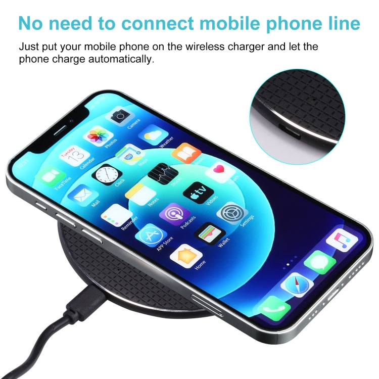 Q25 15W Plaid Pattern Desktop Metal Round Wireless Charger(White) - Apple Accessories by buy2fix | Online Shopping UK | buy2fix