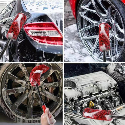 3 PCS / Set Car Beauty Imitation Wool Fiber Stick Wheel Cleaning Brush - In Car by buy2fix | Online Shopping UK | buy2fix