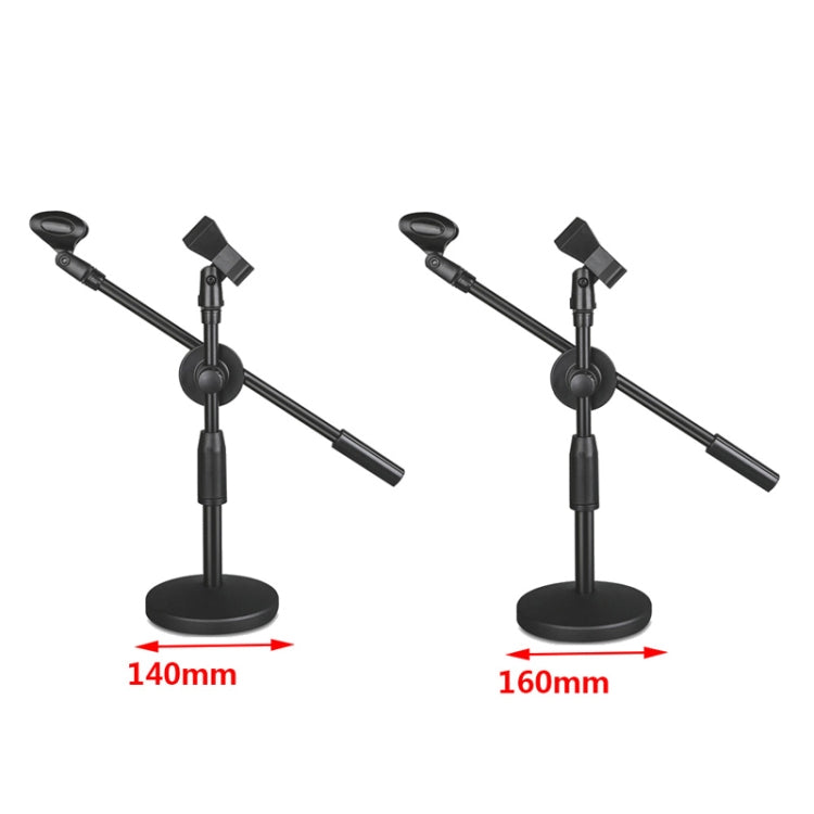 LKT-300 30-65cm Full Metal Disc Base Dual Microphone Stand,Size: 140mm Base - Consumer Electronics by buy2fix | Online Shopping UK | buy2fix