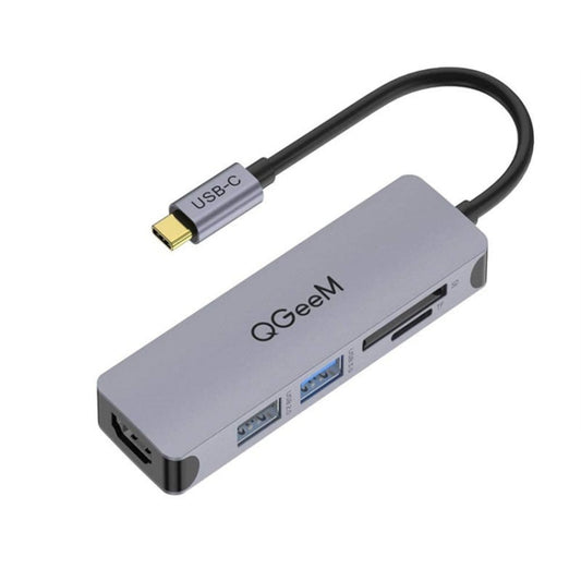 QGeeM QG-UH05-4 5 In 1 TYPE-C Extension HUB Adapter Compatible with SD/TF Reader(5-port) - Computer & Networking by QGeeM | Online Shopping UK | buy2fix
