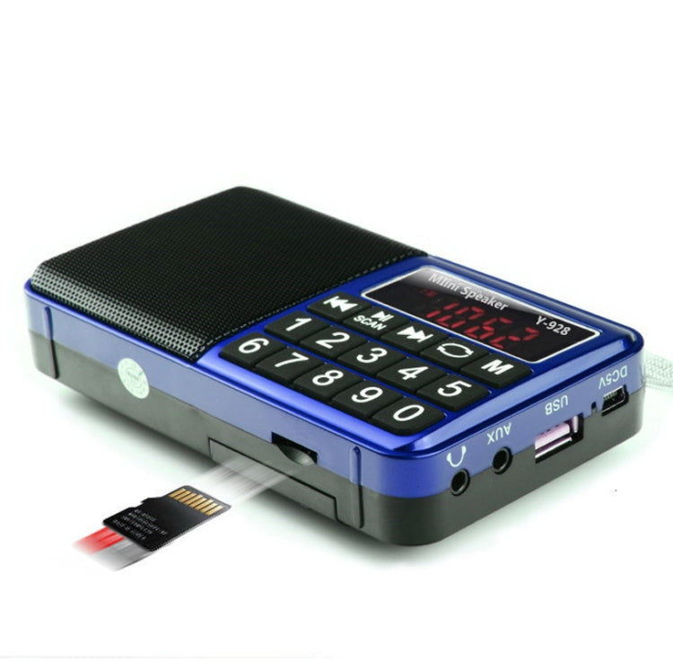 Y-928 FM Radio LED Display MP3 Support  TF Card U Disk(Blue) - Consumer Electronics by buy2fix | Online Shopping UK | buy2fix