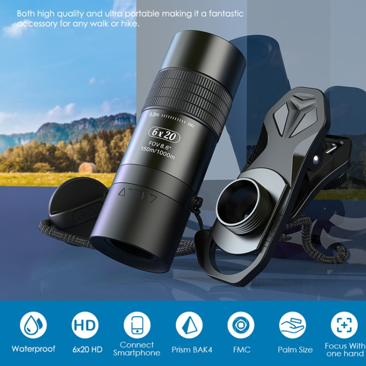 APEXEL 6X 0.3m Closest Focus Telescope Optics Lens Monocular for All Smartphones(Black) - Monocular Binoculars by APEXEL | Online Shopping UK | buy2fix