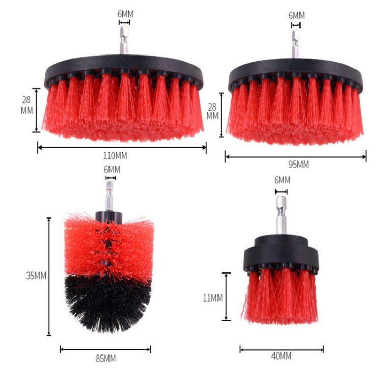 16 PCS / Set Car Washing Tool Brush Drill Cleaning Brush Tire Cleaning Floor Brush(Red) - In Car by buy2fix | Online Shopping UK | buy2fix