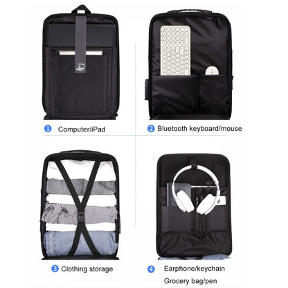 Hard Shell Backpack Alloy Frame Anti-Theft Computer Bag For Men, Color: 8003 Gray - Backpack by buy2fix | Online Shopping UK | buy2fix