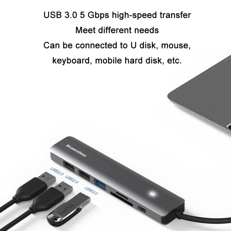 Blueendless Type-C+USB 3.0/2.0+HDMI4K HUB, Specification: 5 in 1 - Computer & Networking by Blueendless | Online Shopping UK | buy2fix