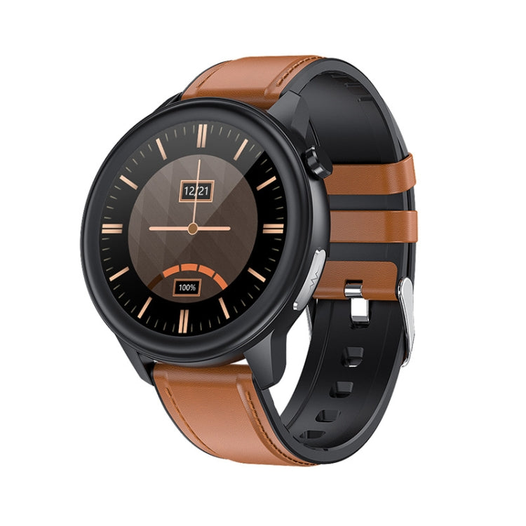LOANIY E80 1.3 Inch Heart Rate Detection Smart Watch, Color: Brown Leather - Smart Wear by LOANIY | Online Shopping UK | buy2fix