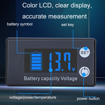 Digital Display DC Voltmeter Lead-Acid Lithium Battery Charge Meter, Color: Blue+Temperature - Consumer Electronics by buy2fix | Online Shopping UK | buy2fix