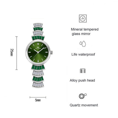 BS Bee Sister  FA1700 Diamond Inlaid Ladies Watch Symphony Wrist Watch(Silver Green) - Alloy Watches by BS Bee Sister | Online Shopping UK | buy2fix