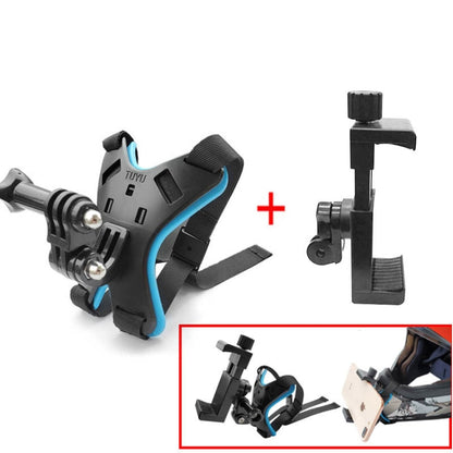 TUYU Motorcycle Helmet Chin Action Camera Mobile Phone Mounting Bracket Blue Bracket+Mobile Phone Clip - DJI & GoPro Accessories by TUYU | Online Shopping UK | buy2fix