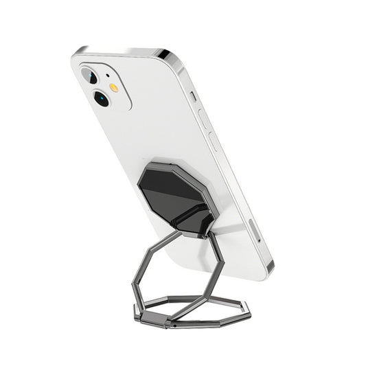 Metal Ring Buckle Live Rotating Magnetic Suction Car Desktop Tablet Folding Phone Bracket(Black) - Desktop Holder by buy2fix | Online Shopping UK | buy2fix