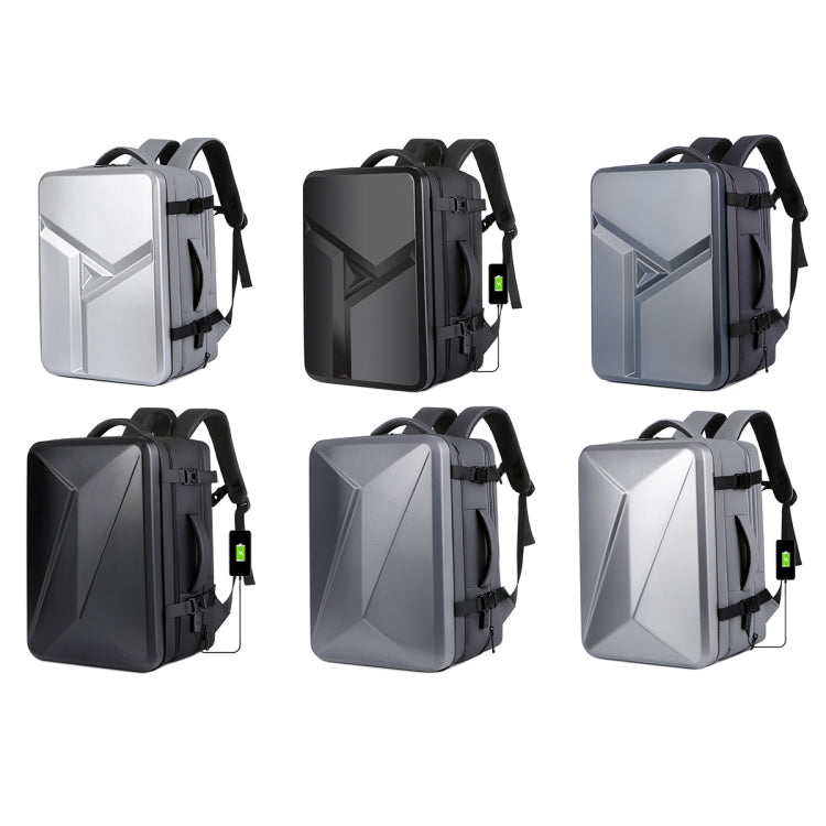 Large-capacity Waterproof Expandable Hard Shell Backpack with USB Charging Hole(162 Black) - Backpack by buy2fix | Online Shopping UK | buy2fix