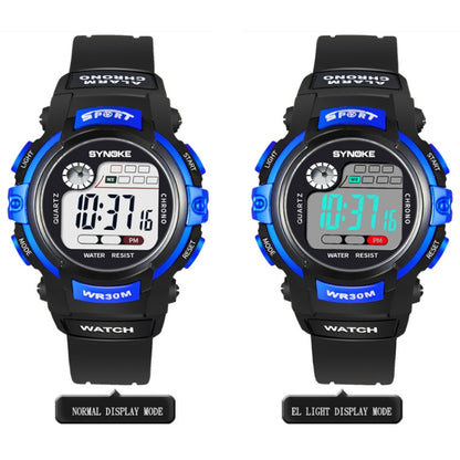 SYNOKE 99569 Children LCD Luminous Waterproof Electronic Sports Watch(Black Silver) - LED Digital Watches by SYNOKE | Online Shopping UK | buy2fix