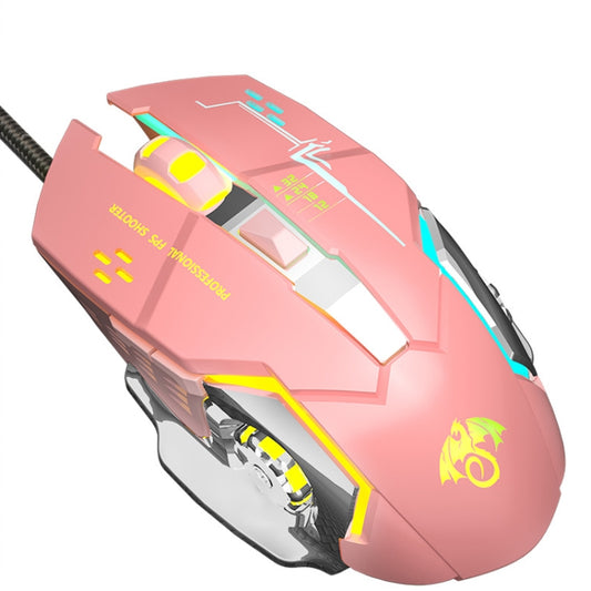 LEAVEN X6 6 Keys Game Computer Ergonomic Wired Mouse, Cable Length: 1.42m(Pink) - Wired Mice by LEAVEN | Online Shopping UK | buy2fix
