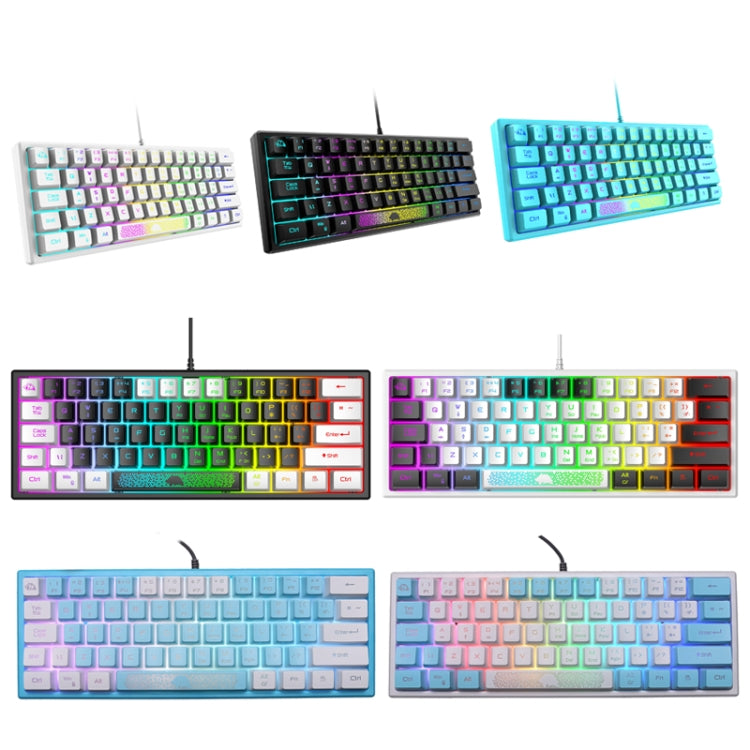 ZIYOULANG K61 62 Keys Game RGB Lighting Notebook Wired Keyboard, Cable Length: 1.5m(White Blue) - Wired Keyboard by ZIYOULANG | Online Shopping UK | buy2fix