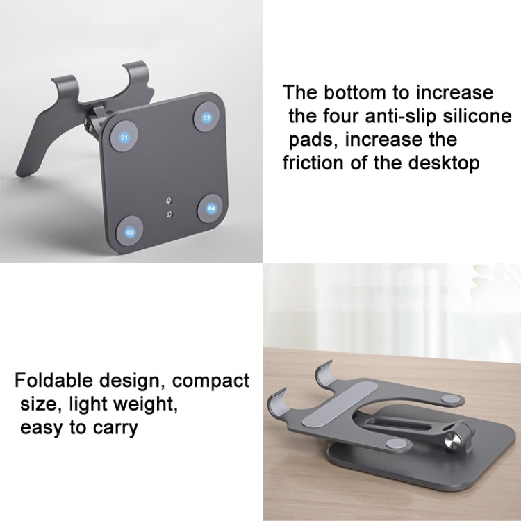 Tablet PC Phone Desktop Stand Lift Folding Aluminum Double Rod Support Frame(Space Gray) - Desktop Holder by buy2fix | Online Shopping UK | buy2fix