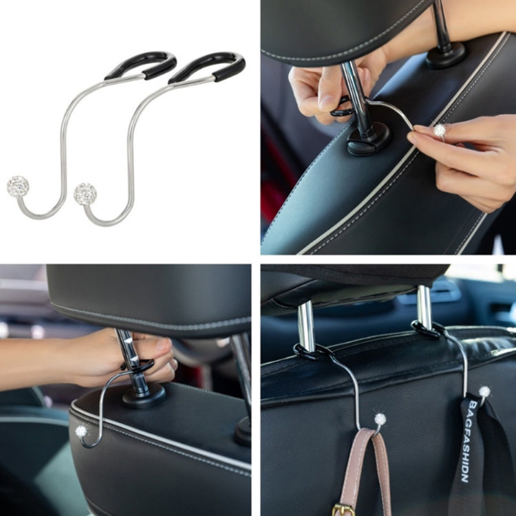 Multifunctional Car Seat Hooks With Diamond Inlay(White) - In Car by buy2fix | Online Shopping UK | buy2fix