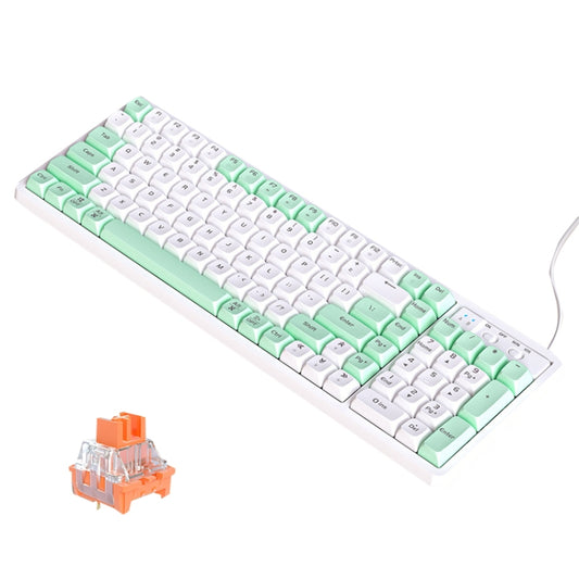 LANGTU GK102 102 Keys Hot Plugs Mechanical Wired Keyboard. Cable Length: 1.63m, Style: Gold Shaft (Matcha Green) - Wired Keyboard by LANGTU | Online Shopping UK | buy2fix