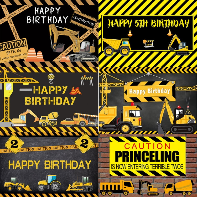 1.2m x 0.8m Construction Vehicle Series Happy Birthday Photography Background Cloth(12200968) - Camera Accessories by buy2fix | Online Shopping UK | buy2fix