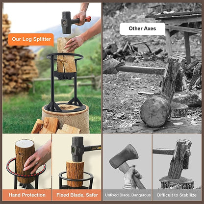 Firewood Kindling Splitter Manual Log Splitter with Carbon Steel Cutter Head, Model: Detachable A Type - Wood Chopping Tool by buy2fix | Online Shopping UK | buy2fix