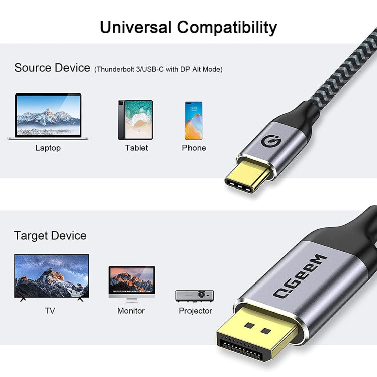 QGeeM QG-UA13 Type-C To DP 4K 60Hz Nylon Braided Adapter Cable, Length: 1.8m - Cable & Adapters by QGeeM | Online Shopping UK | buy2fix