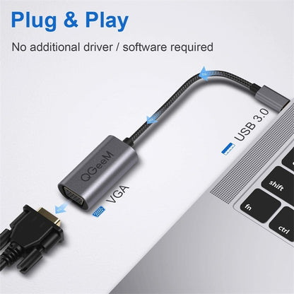 QGeeM QG-UA07-A USB 3.0 to VGA High Speed Transfer Multi-Display Video Converter(Silver Gray) - Computer & Networking by QGeeM | Online Shopping UK | buy2fix