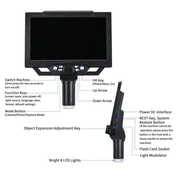 G1600 1-1600X Magnification 9 Inch Electron Microscope, Style: With Battery AU Plug - Digital Microscope by buy2fix | Online Shopping UK | buy2fix