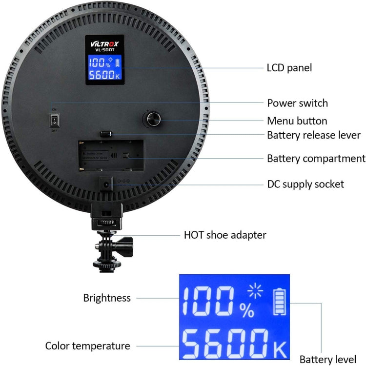 VILTROX VL-500T Intelligent Digital Display Circular LED Photography Fill Light -  by VILTROX | Online Shopping UK | buy2fix