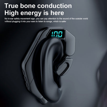 V19 Bone Conduction Digital Display Stereo Hanging Ear Sports Bluetooth Headset(Black) - Bluetooth Earphone by buy2fix | Online Shopping UK | buy2fix