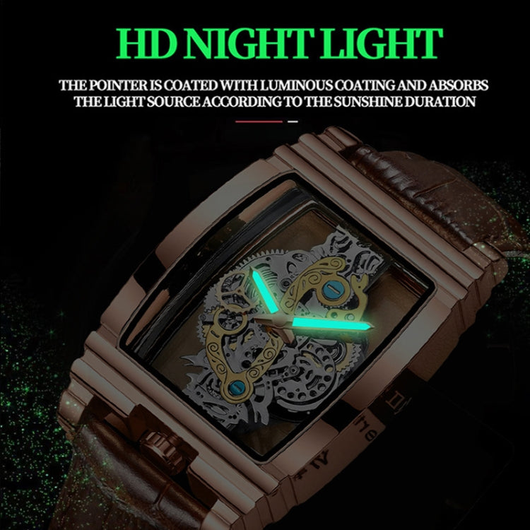 BINBOND B5011 Gear Hollow Outdoor Waterproof Luminous Men Business Watches(Full Gold Steel Belt) - Metal Strap Watches by BINBOND | Online Shopping UK | buy2fix