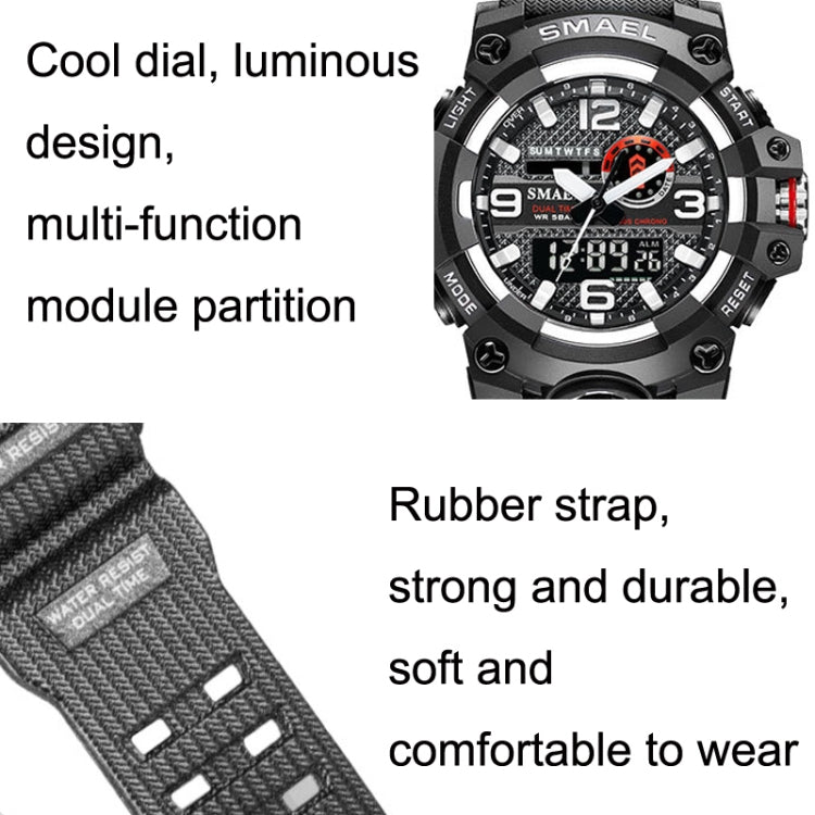 SMAEL 8035 Outdoor Sports Waterproof Dual Display Men Watch(Black) - Sport Watches by SMAEL | Online Shopping UK | buy2fix