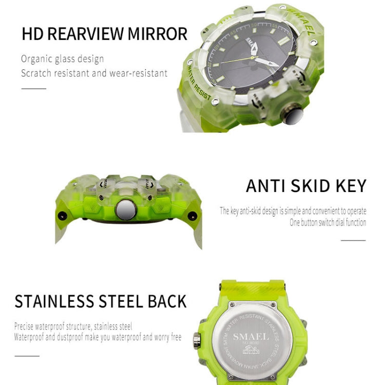 SMAEL 8080 Outdoor Sports Waterproof Multifunctional Glowing Double Dial Watch(Army Green) - Sport Watches by SMAEL | Online Shopping UK | buy2fix