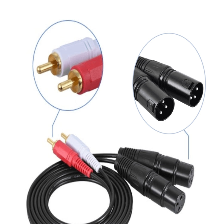 2RCA To 2XLR Speaker Canon Cable Audio Balance Cable, Size: 0.5m(Dual Lotus To Dual Canon Male) - Microphone Audio Cable & Connector by buy2fix | Online Shopping UK | buy2fix