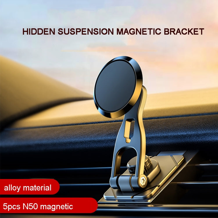 D29 Metal Car Phone Holder Floating Screen Folding Magnetic Phone Holder(Black) - In Car by buy2fix | Online Shopping UK | buy2fix